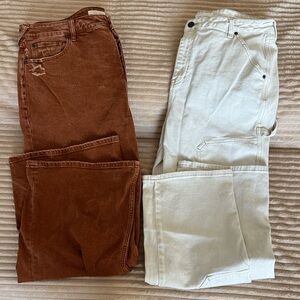 Cleo + Wolf Brown and Cream Pants Set